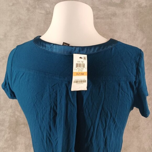 NWT ALFANI Women Top Petite SMALL Satin Neck Band Pullover Rayon Blend - Picture 6 of 9